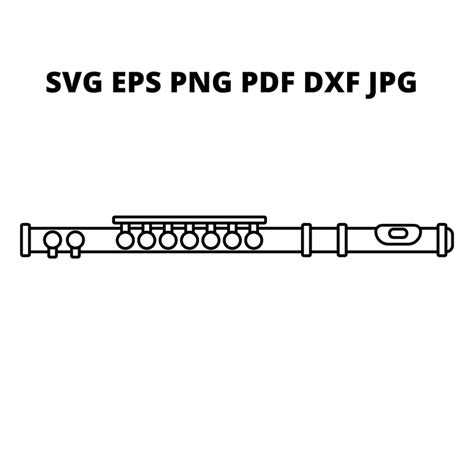 Black and White Flute SVG Clipart, Band Instrument Jpg Image Digital Download, Musical Tools Eps ...