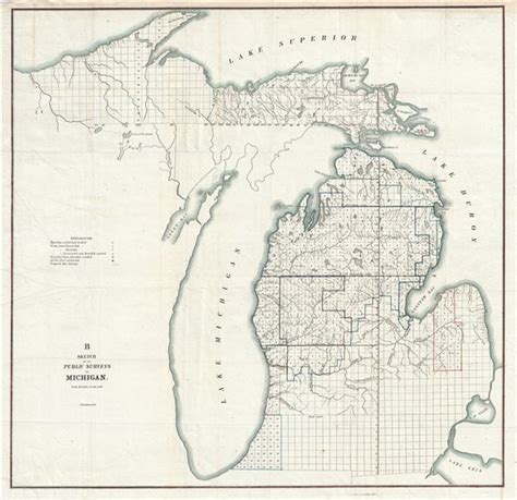 1855 Public Survey Map of Michigan | eBay