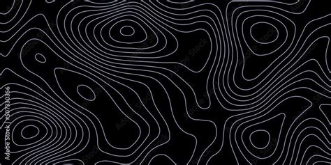 Luxury black abstract topographic map background with black lines texture, mountain topographic ...