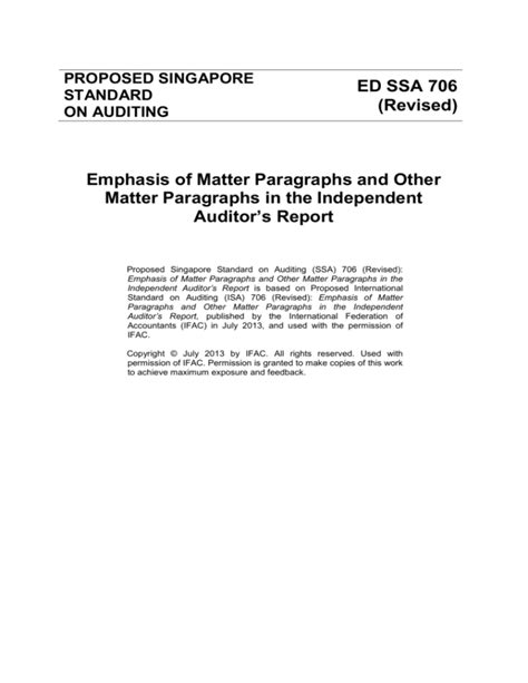 Emphasis of Matter Paragraphs and Other Matter Paragraphs