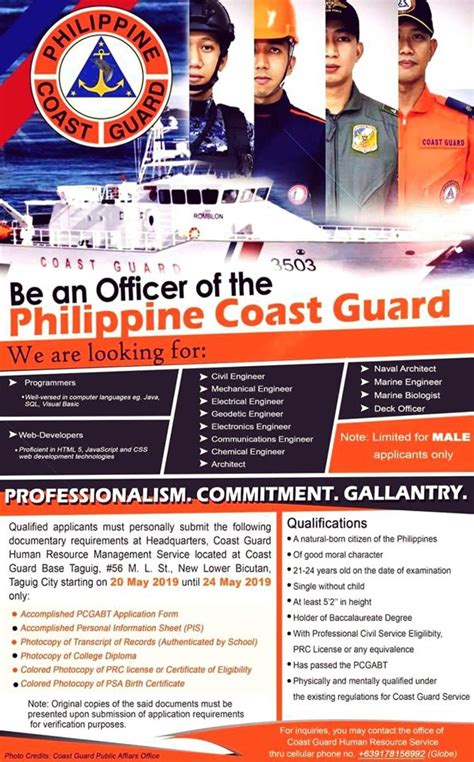 Philippine Coast Job Vacancies 2019 #Recruitment #PCG #Officer - Exam ...