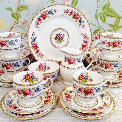 Royal Grafton tea set in the classic Malvern pattern. #teacups #teaset #vintage #vintagechina # ...