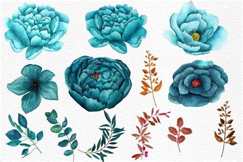 Watercolor teal flowers clipart example image 1 | Teal flowers, Teal flower wallpaper, Flower ...