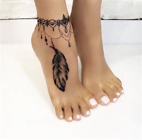 Feather anklet foot and ankle tattoo #Foottattoos | Foot tattoos ...