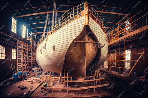 Premium Photo | Tall ship under construction with the hull in place