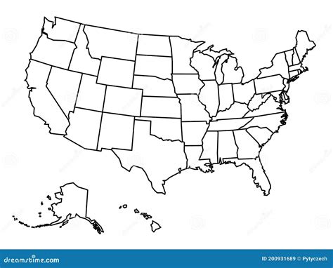 Blank outline map of USA stock vector. Illustration of geography ...