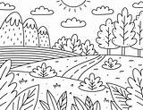 Página Para Colorear De Niños Lindos Paisaje Con Nubes Montañas  sketch template