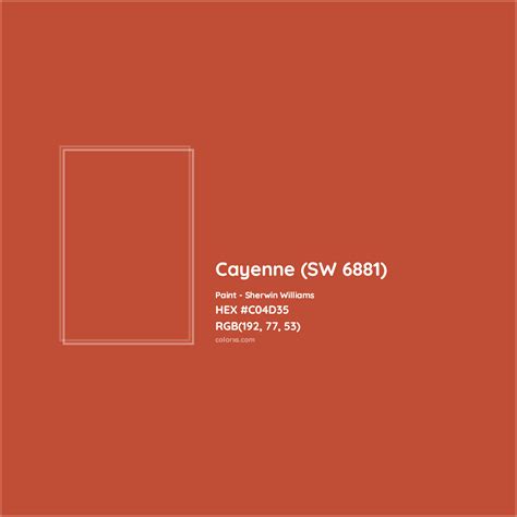 Sherwin Williams Cayenne (SW 6881) Paint color codes, similar paints ...