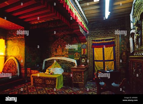 The bedroom of the DALAI LAMA inside the POTALA PALACE LHASA TIBET ...