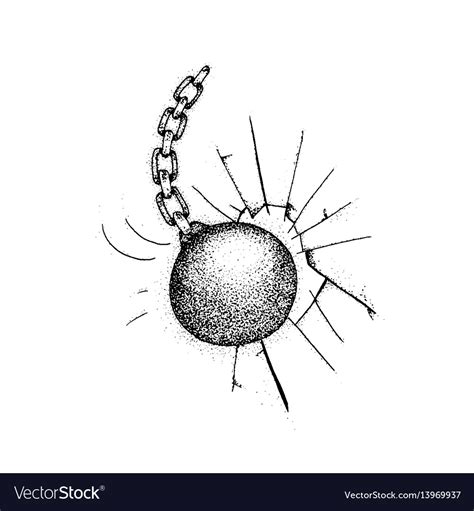 Dotwork wrecking ball Royalty Free Vector Image