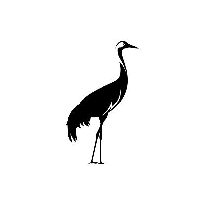 Crane Bird Silhouette Stock Illustration - Download Image Now - iStock