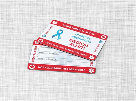 Diabetes Emergency Wallet Card Diabetes Medical Card PVC | Etsy