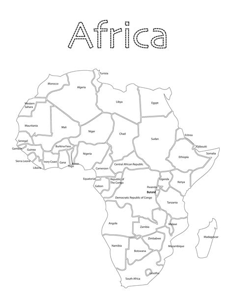 Africa Map Page With Words Coloring Pages