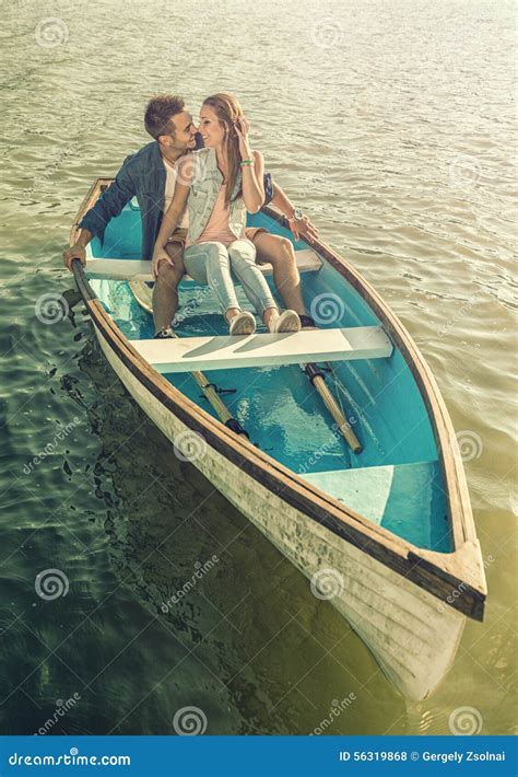 Couple in Love on the Boat - Kissing Stock Photo - Image of female, romantic: 56319868