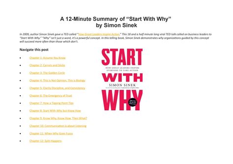 12 minute Summary Start with the Why from Simon Sinek by PrismaCPOE - Issuu