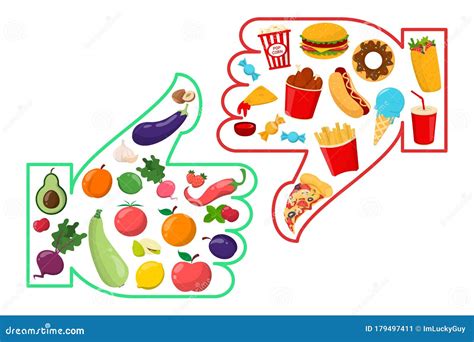 Healthy Vs Junk Food Isolated. Unhealthy Lifestyle Stock Illustration ...