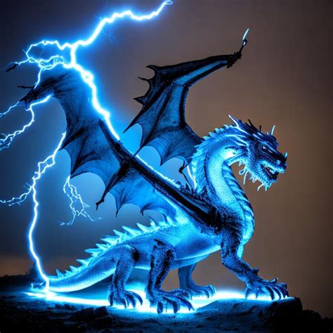 Dragon made of blue lightning | OpenArt