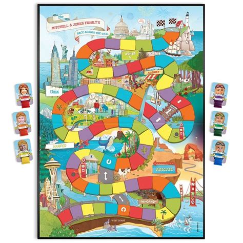 Our Family's Race Across the U.S.A Personalized Family Board Game - 3-8 Years - Custom Board ...