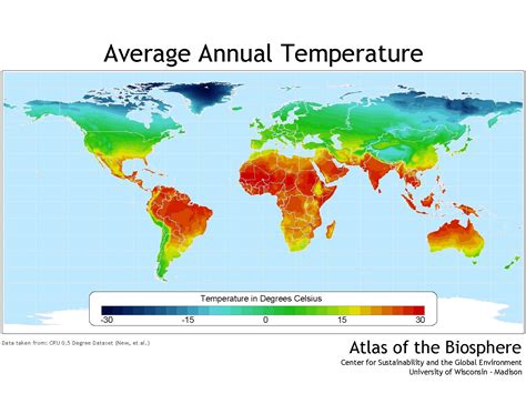 World Temperature Map: Average Annual Temperature