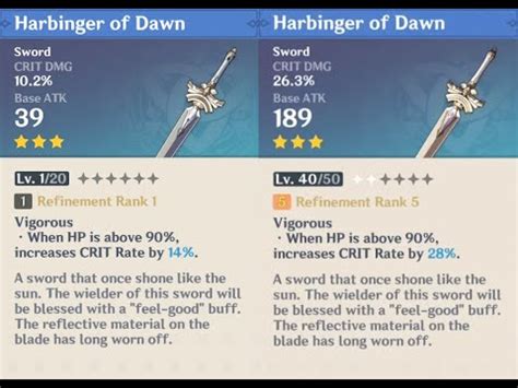 Harbinger of Dawn weapon appearance base vs. ascended in Genshin Impact ...