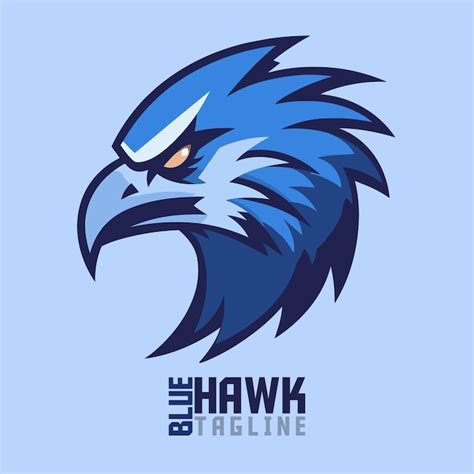 Premium Vector | Sporty avian heraldry illustrated blue hawk eagle ...