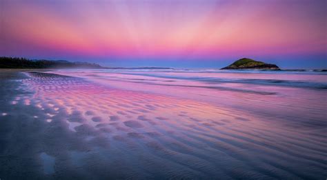 Download Horizon Beach Blue Pink Nature Sunset HD Wallpaper