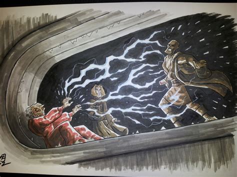 Palpatine vs Mace Windu, in Michael Waffles's Commissions Comic Art Gallery Room