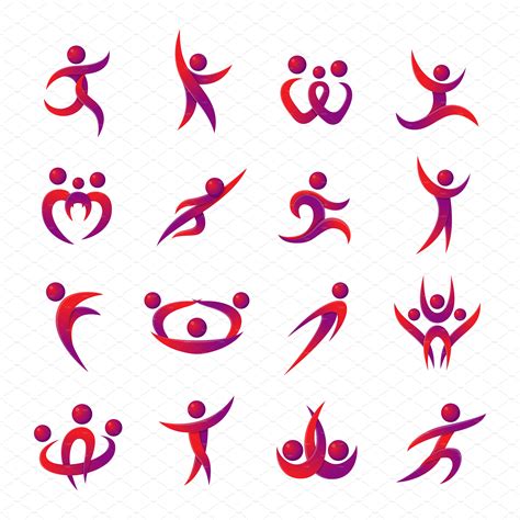 Abstract people logo silhouettes | Illustrator Graphics ~ Creative Market