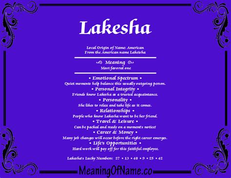 Lakesha - Meaning of Name