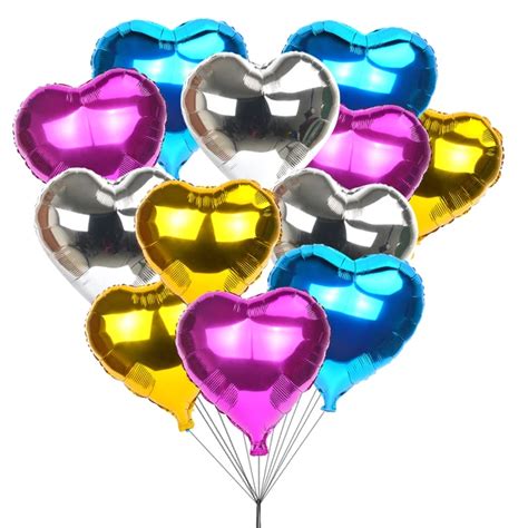 10pcs 18inch Heart Shape Foil Balloons Aluminum helium Balloon Heart ...