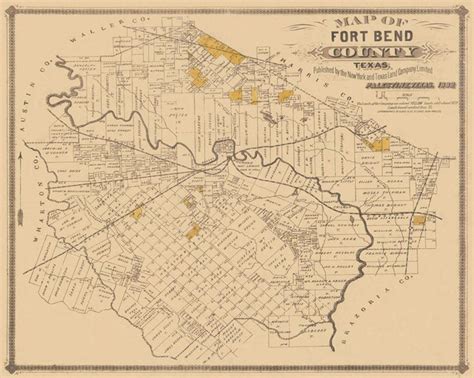 Old County Maps - FORT BEND COUNTY TEXAS (TX) LANDOWNER MAP 1882 | Fort ...