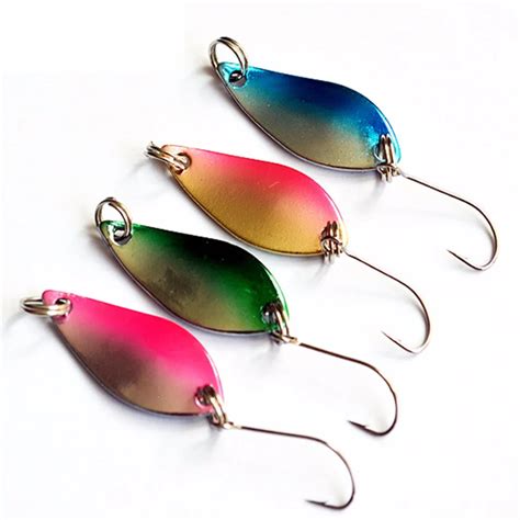 4Pcs/Lot Fishing Metal Spoon Baits Spinner Lure Trout Bait Wobbler Artificial Fishing Lures Hard ...