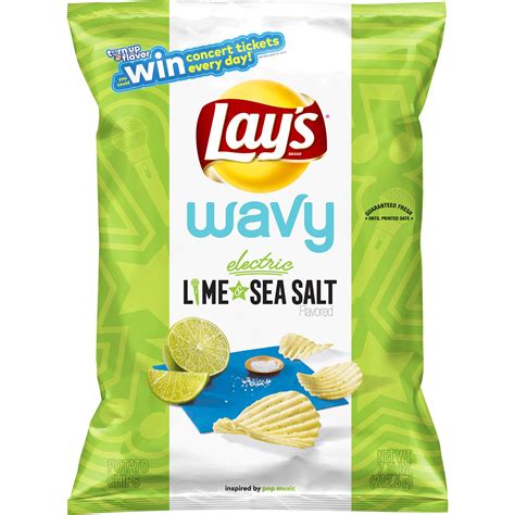 Lay's Wavy Electric Lime & Sea Salt Flavored Potato Chips, 7.5 oz Bag - Walmart.com - Walmart.com