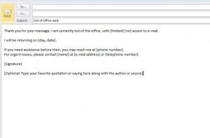 Out of Office Email Template » Template Haven
