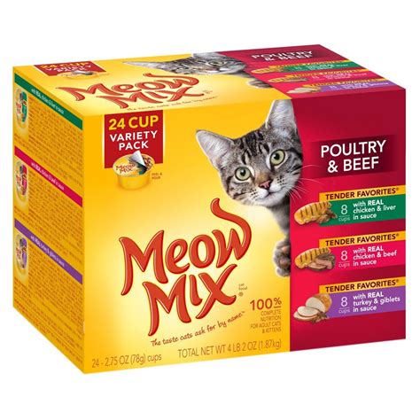 Meow Mix Tender Favorites Poultry & Beef Variety Cat Food - 24 Pack (2. ...