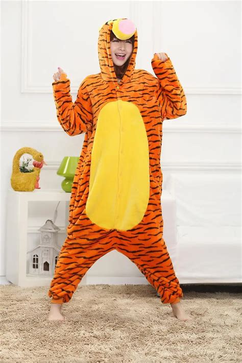 Adult Cute Animal Pajamas Tigger Onesies Hooded Animal Tiger Onesie ...