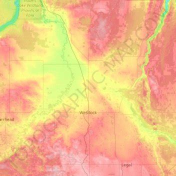 Westlock County topographic map, elevation, terrain