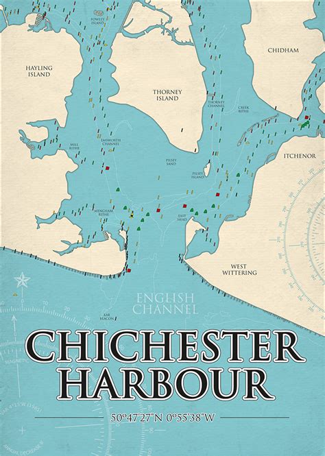 Chichester Harbour Chart Print by Illustrator Stuart James – Surrey Art ...