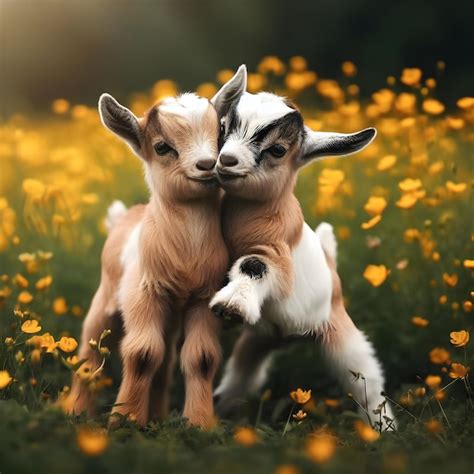 Premium AI Image | Baby goats playing outside