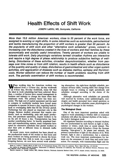 (PDF) Health Effects of Shift Work