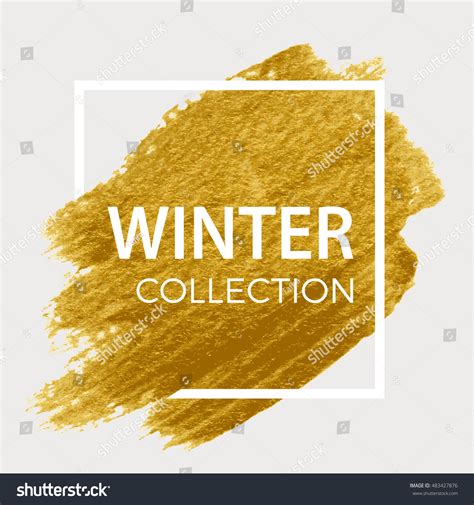 Winter Collection Golden Brush Stroke White Stock Vector (Royalty Free ...