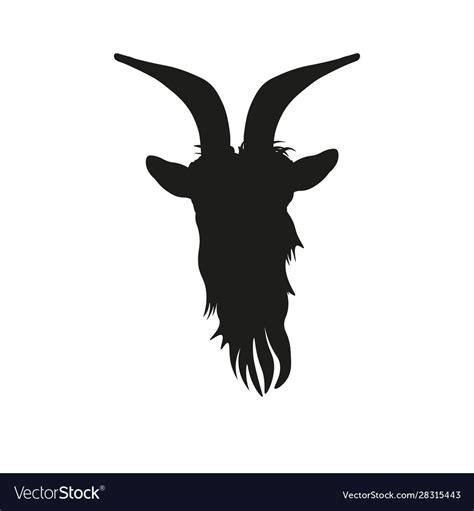 Goat head silhouette front view Royalty Free Vector Image