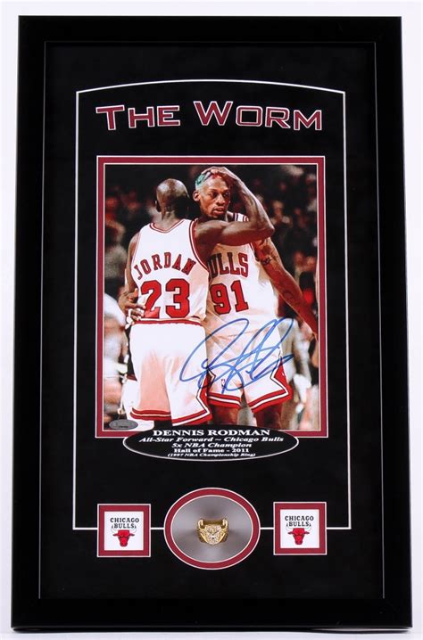 Dennis Rodman Signed Bulls 14x22 Custom Framed Photo Display with High ...