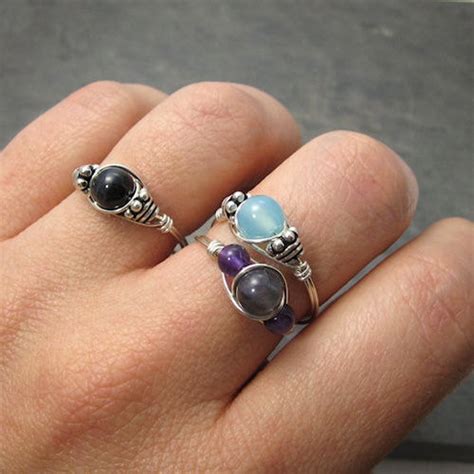 Aquamarine & Bloodstone Sterling Silver Wire Wrapped Ring