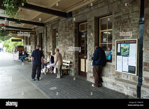 Passengers waiting for a train at Bodmin General Railway Station on the ...