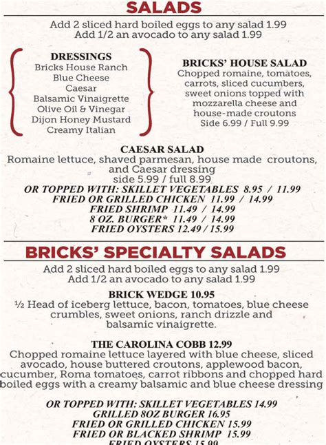 Bricks On Boundary Menu, Beaufort, SC