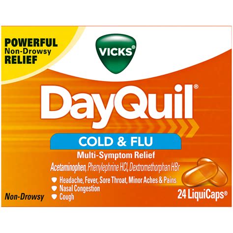 DayQuil Cold & Flu, Multi-Symptom Relief, LiquiCaps