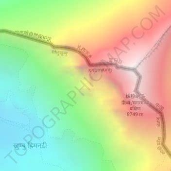 Himalayas topographic map, elevation, terrain