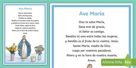 Dios Te Salve Maria Letra - Bonito Póster Para Niños