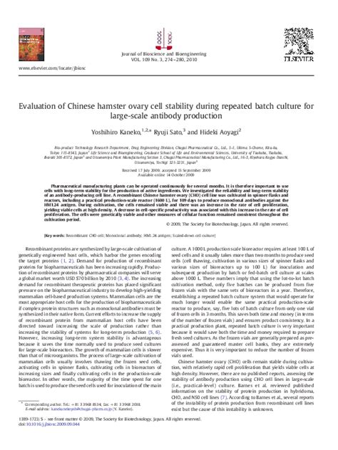 (PDF) Evaluation of Chinese hamster ovary cell stability during ...